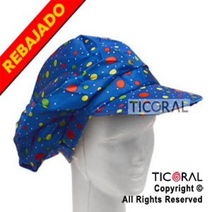 SOMBRERO BOINA AZUL LUNARES MULTICOLOR CON VISERA HS5821 x 1